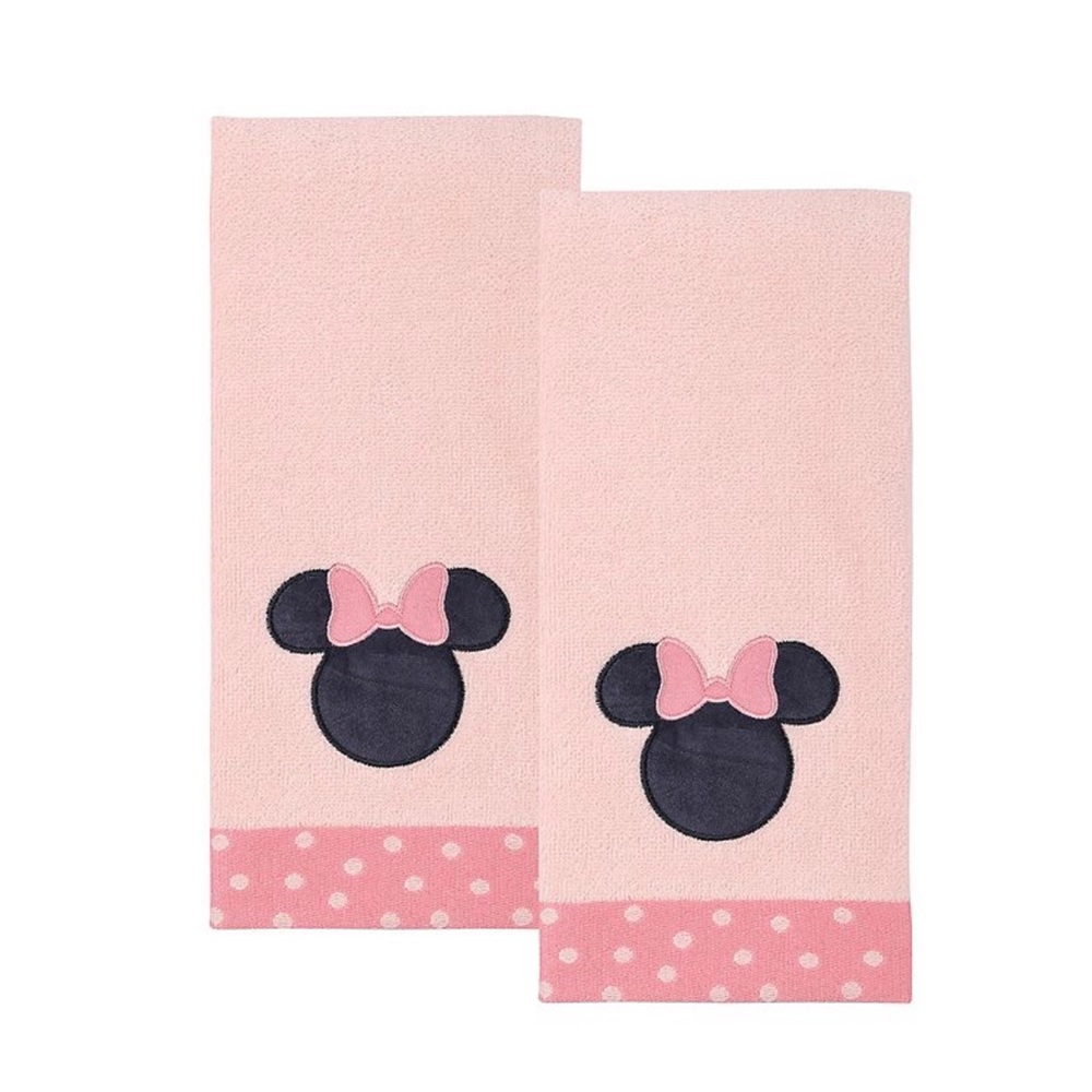 Disney Minnie Mouse Pink Hand Towel 2 pc Set with Bow Design New